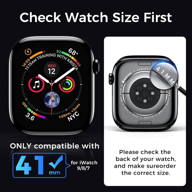 Kopration UV Tempered Glass Screen Protector Compatible with Apple Watch Series 9/8/7 41mm, 3D Curved Full Coverage Anti-scratch Tempered Glass Protector, Bubble Free Screen Protector for iWatch 9/8/7 41mm(3 Pack) - Image 2